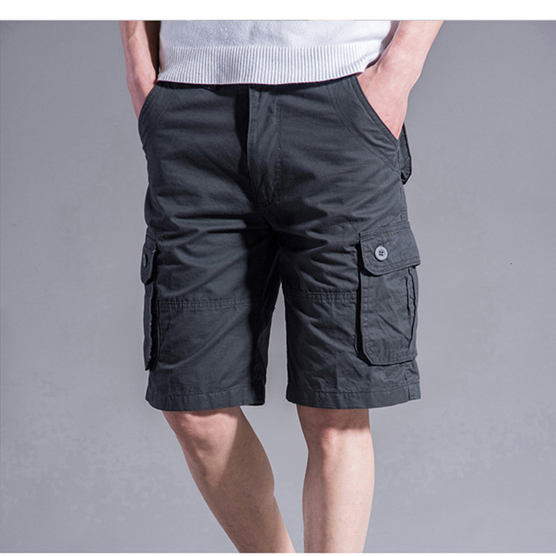 

New Will See Casual Mulit-pocket 2021 Men Joggers Shorts Breathable Male Pants Great Height 42 44 Large Size Teli, Black