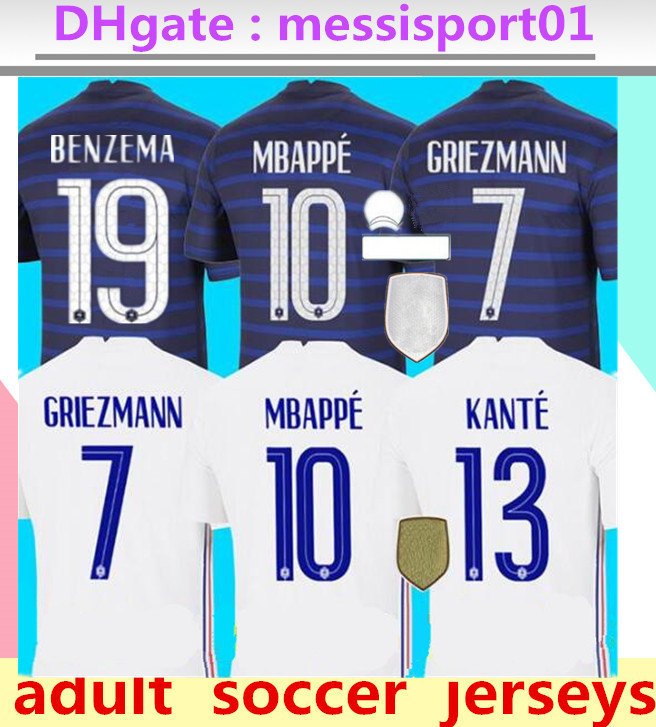 

21 22 soccer jerseys #19 BENZEMA GRIEZMANN MBAPPE KANTE POGBA Maillot de foot maillots football equipe F R POGB0A Size s-4xl, Home