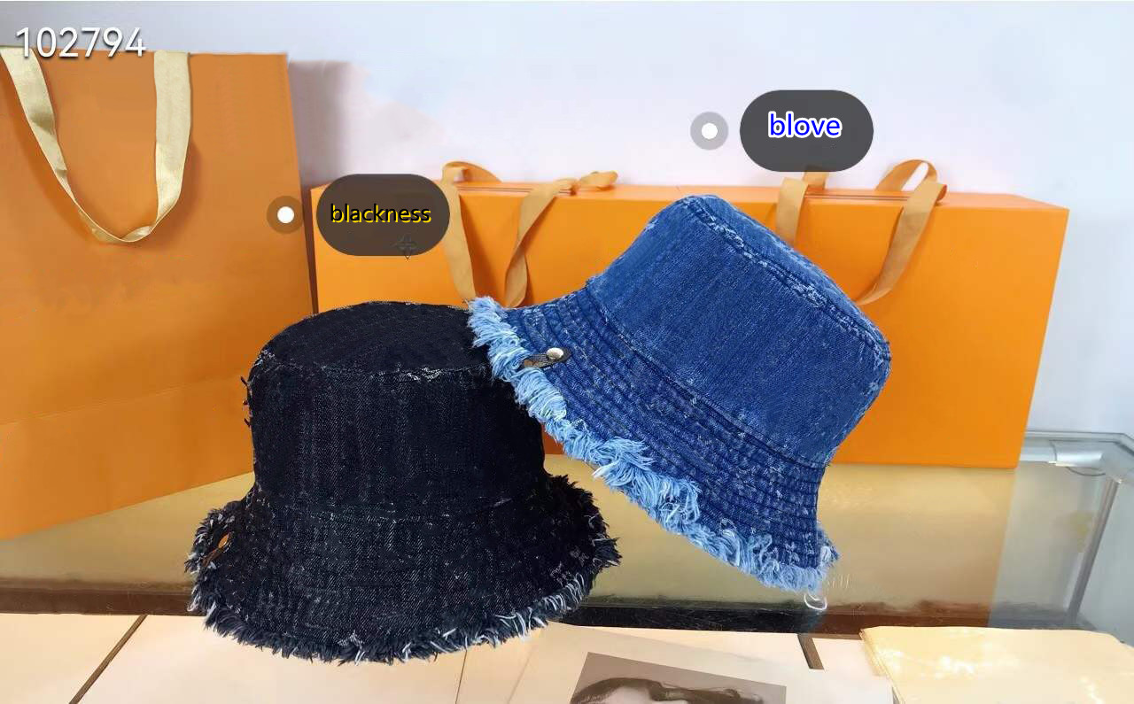 

New arrival Cowboy Bucket hats Fashion Women Denim Wide Brim Fisherman Hat Couple Outdoor Sun Caps Streetwear Dropship, Blue