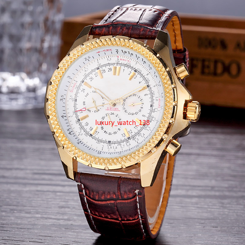 

New Brand automatic Men's Wristwatch NAVITIMER Gold brown Leather 1884 Fashion Male watch Sport watches 2019 Top Quality 3R, Blue