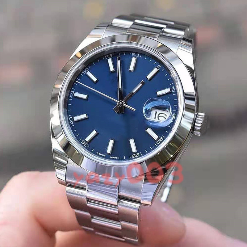 

Men Relogio 41mm Sapphire Blue Baton DATEJUST Smooth Mens Watches Automatic Mechanical Selfwind montre de luxe Master Watch Oyster Bracelet Wristwatches, Box 3