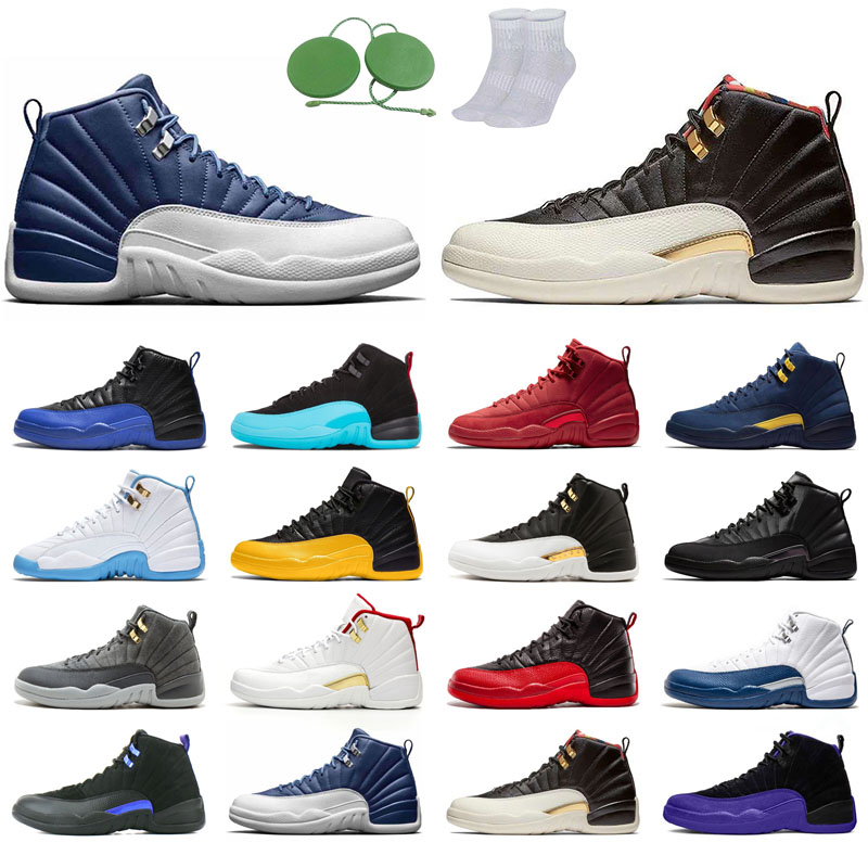 

12s man basketball shoes winterized wings University Gold Blue the master taxi reverse flu game o-black Michigan gym red gamma french FIBA Dark grey concord CNY color, Black purple