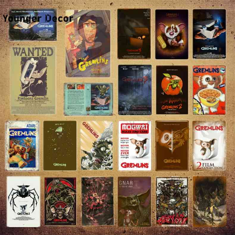 

Classic Film Cartoon Gremlins Gizmo Poster Metal Signs Wall Sticker Retro Vintage Pub Bar Room Decor For Dropshipping YI-174