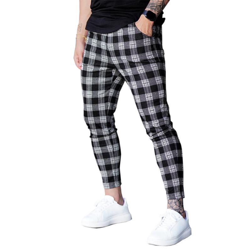 

Men's Pants Men Joggers Sweatpants 2021 Autumn Streetwear Trousers Plaid Casual Sports Mens, Black
