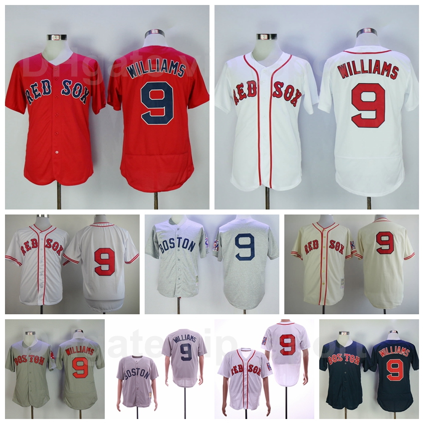 

Vintage Baseball 9 Ted Williams Retro Jersey Retire 1914 1936 1967 Cooperstown Stitched Navy Blue White Red Team Color Pullover Cool Base, Blue;black