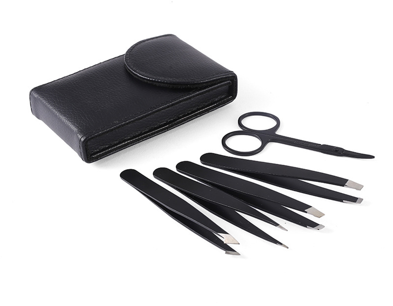 

Eyebrow Tweezer Set Professional Stainless Steel Tweezers with Curved Scissors Best Precision Tweezers for Eye-brows Splinter & Ingrown Hair Removal, Black