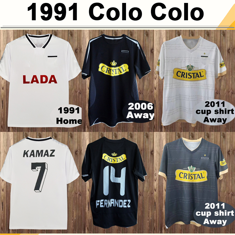 

1991 2006 Colo colo Retro Soccer Jersey 2011 Cup Shirt ANGEL FERNRNDEZ VIDRL LERL Home White Away Black Short Sleeve Football Shirt, Fg4906 2011 home