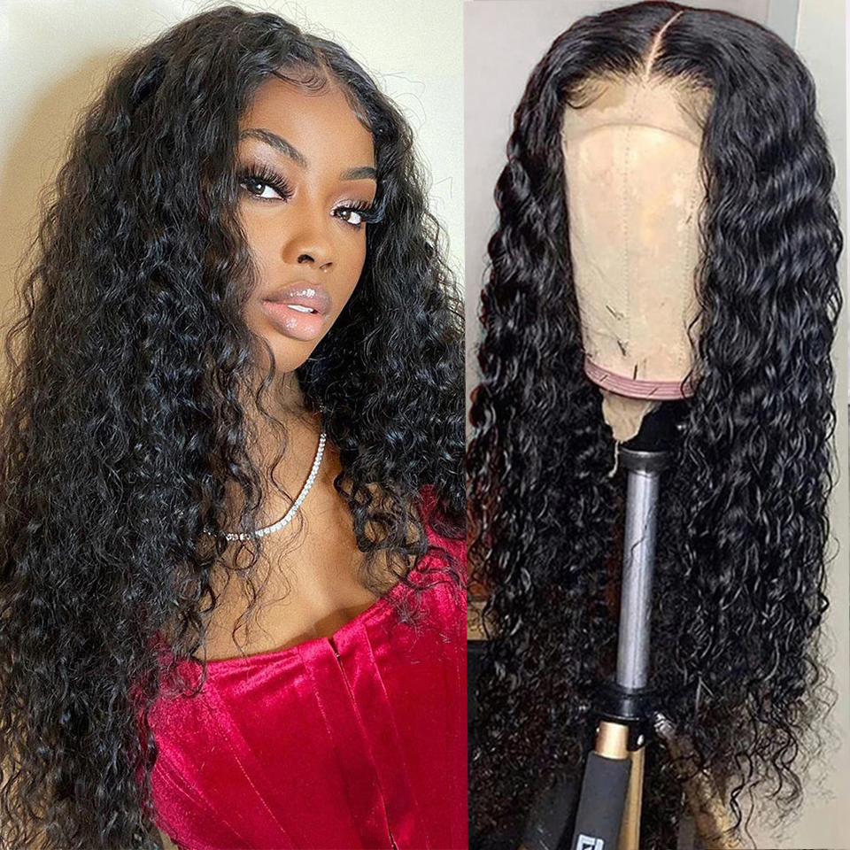 

30INCH Water Wave Lace Closure Wigs Pre Plucked 180% Density Lace Front Human Hair Wig 6x6 Water Wave Frontal Wig, 150% density