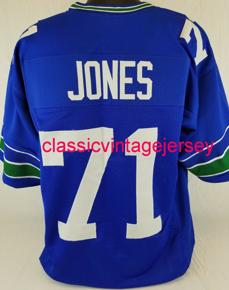 

Men Women Youth Walter Jones Custom Sewn Blue Football Jersey -5XL 6XL