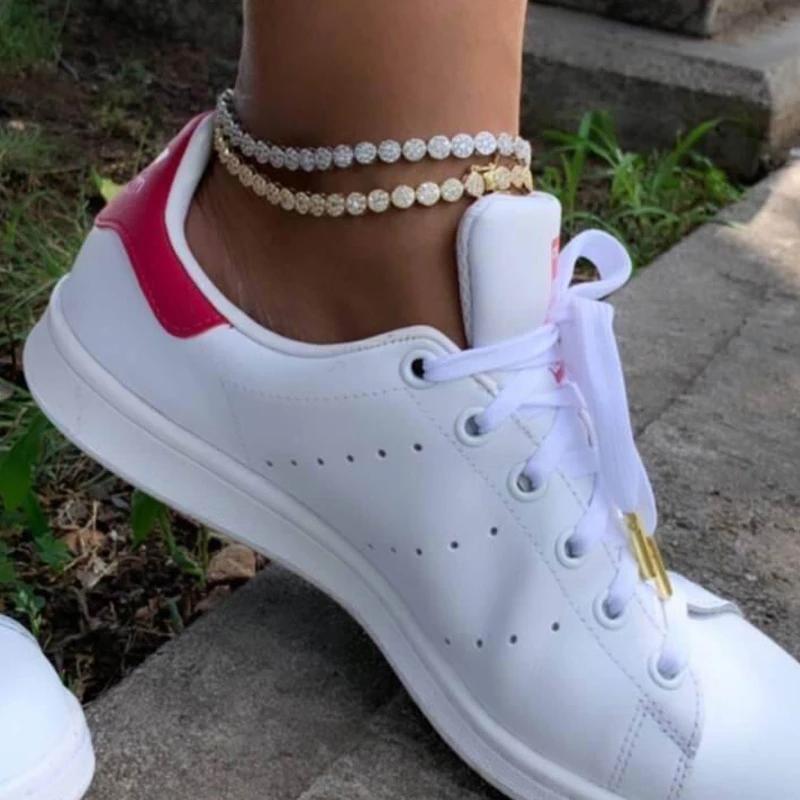 

Anklets 2022 High Quality Iced Out Bling 5A Cubic Zirconia Round Bead Foot Jewelry For Women Girl Fashion Summer Beach Party Anklet, Red;blue