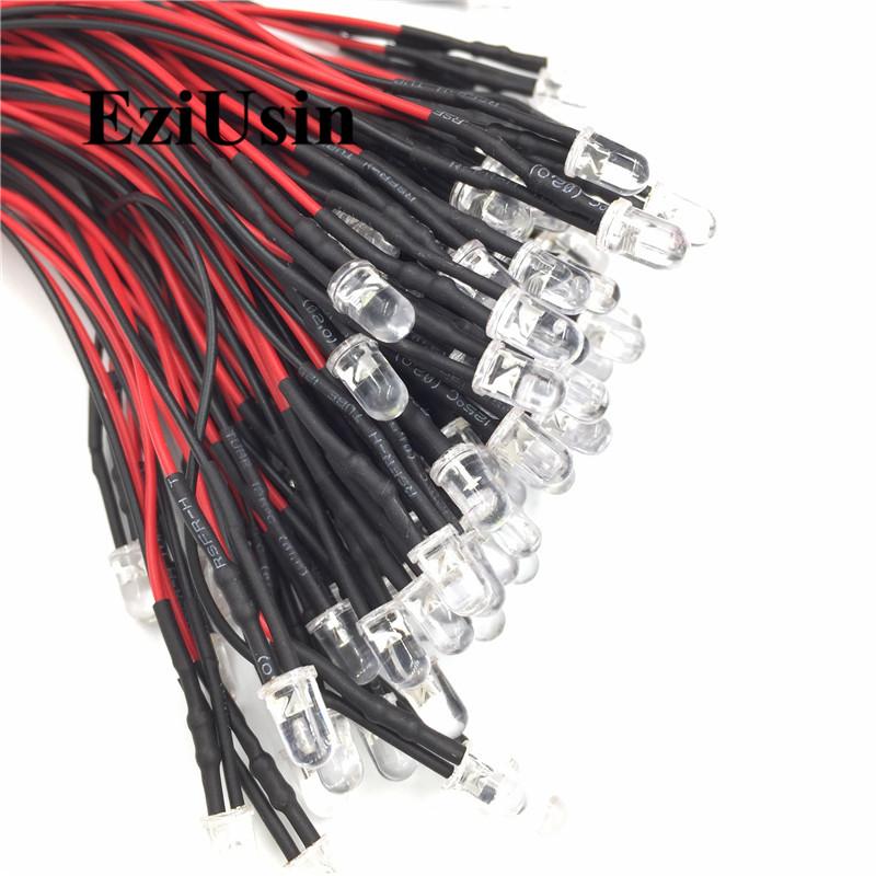 

Light Beads Qty 10-LED Diode Lights Lamp Bulb- 5mm Pre Wired 3V 6V 12V 24V Volt Leds- Round Top For DIY Car Boat Toys Flashing Parties