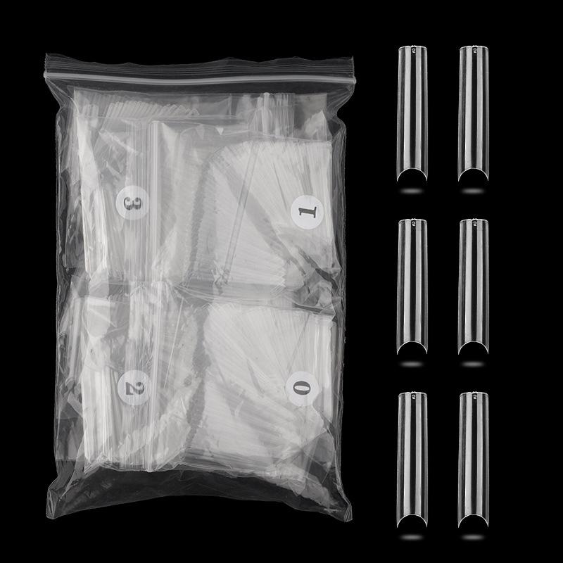 

False Nails Non C-Curve XXL Long Acrylic Nail Tips Coffin Straight Manicure, Transparent