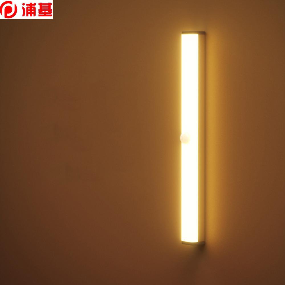 

10/14/20/36 LEDs Long Strip Night Lamp Magnetic PIR Motion Sensor Closet Light USB Rechargeable For Home Bedroom Stairs Kitchen