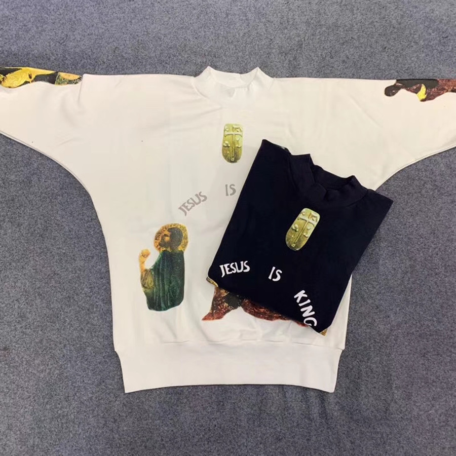 

2021 New Pullovers Homens De Uma Pea Sem Costura Gola Alta 1:1 Melhor Qualidade Kanye West Jesus Rei Sweatshirts Pqxv