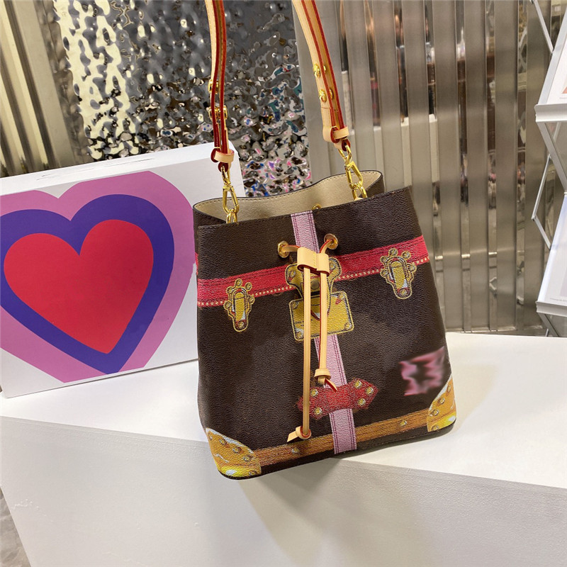 

designer women bags drawstring bucket bag shoulder messenger handbags printed classic plaid high quality