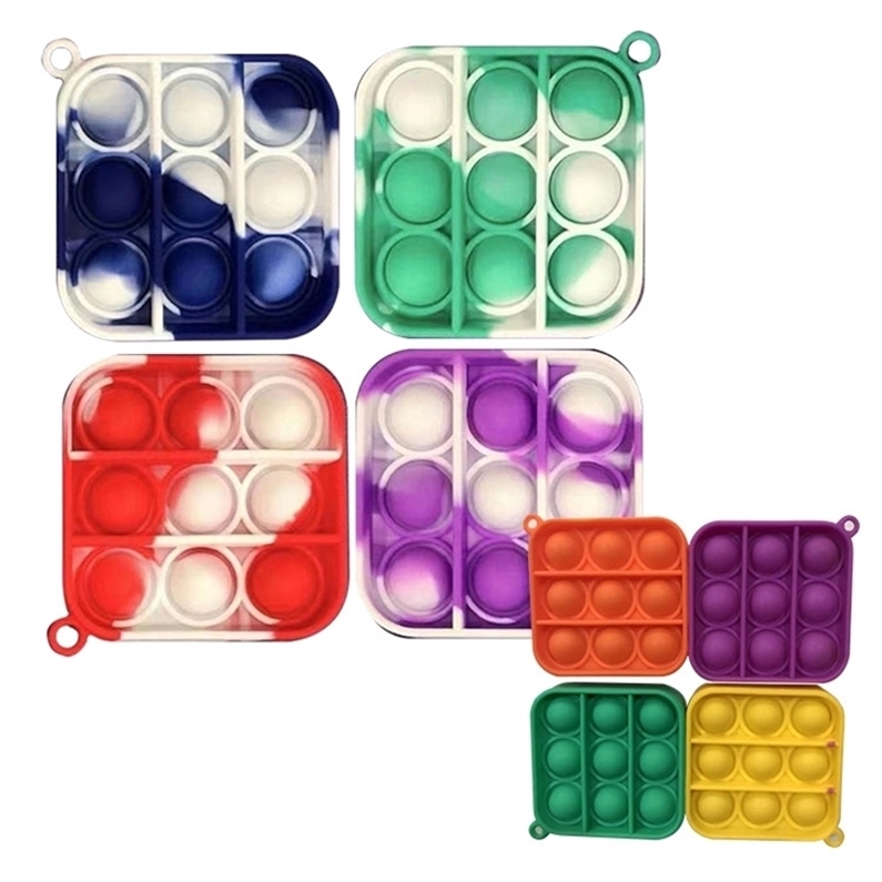 

Camouflage Dyeing Push Pop Bubble Keychain Kids Adult Novel Fidget Toy Decompression Bag Pendants Hangings Silicone Key Ring Gift Toys G3308, Red;brown