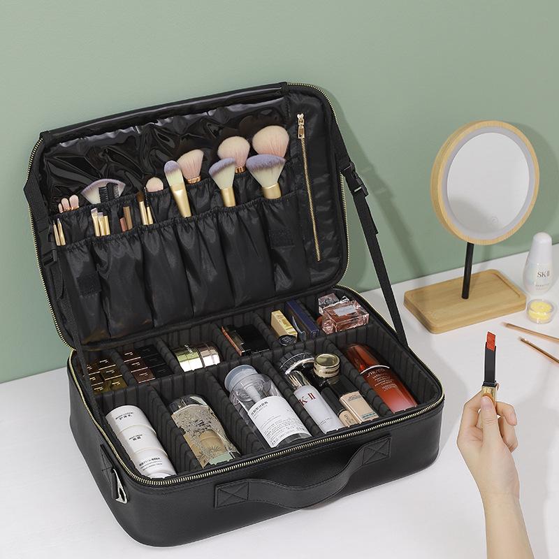 

Kingslong Makeup case Brand Travel Cosmetic Bags For women's Large Spand Storage Case Multilayer Suitcase Waterproof, Hzb202101141bk