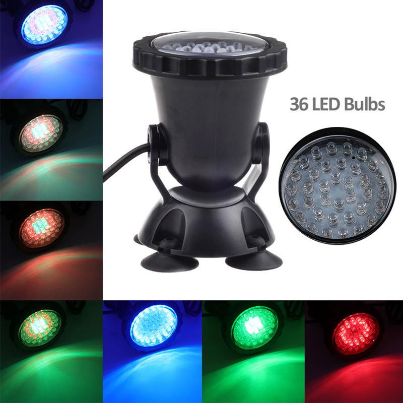 

LED Underwater Lights Waterproof Lamp RGB 36leds submersible Spot Light for Swimming Pool Fountains Pond Water Garden Aquarium with remote controller D2.5