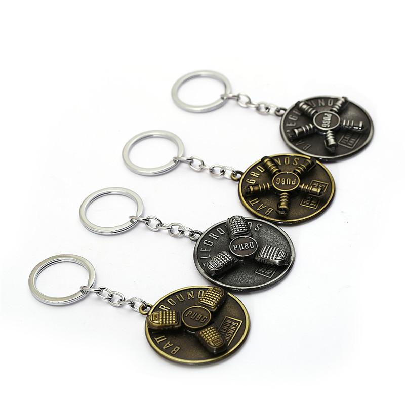 

Keychains Game Pubg Keychain Rotatable Coin Round Key Chain 3D Ring Chaveiro For Men Car Women Bag Toy Jewelry Souvenir
