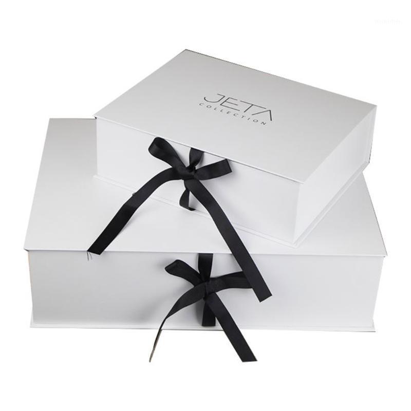 

Gift Wrap Wholesale 500pcs High Quality Magnetic Box With Ribbon Wedding Boxes For Gifts Shoes Dress Clothes Shirt Packaging