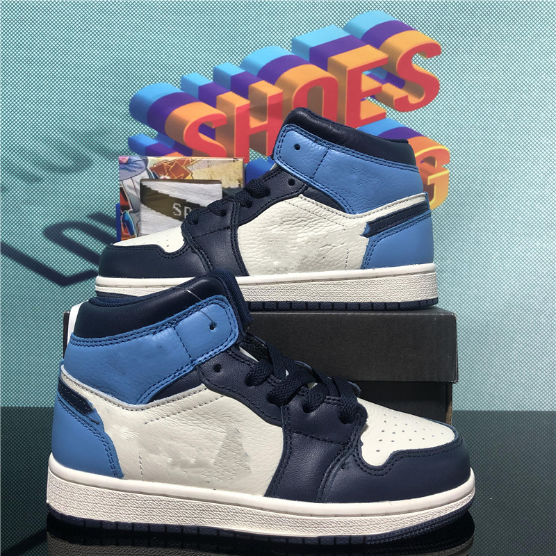 

Top Quality Jumpman 1 Low High Baby Kids Basketball Shoes Travis Scotti Obsidian Chicago Boy Girls Children Toddler Sport Trainer Sneaker With Box Size 22-35 EUR, Customize