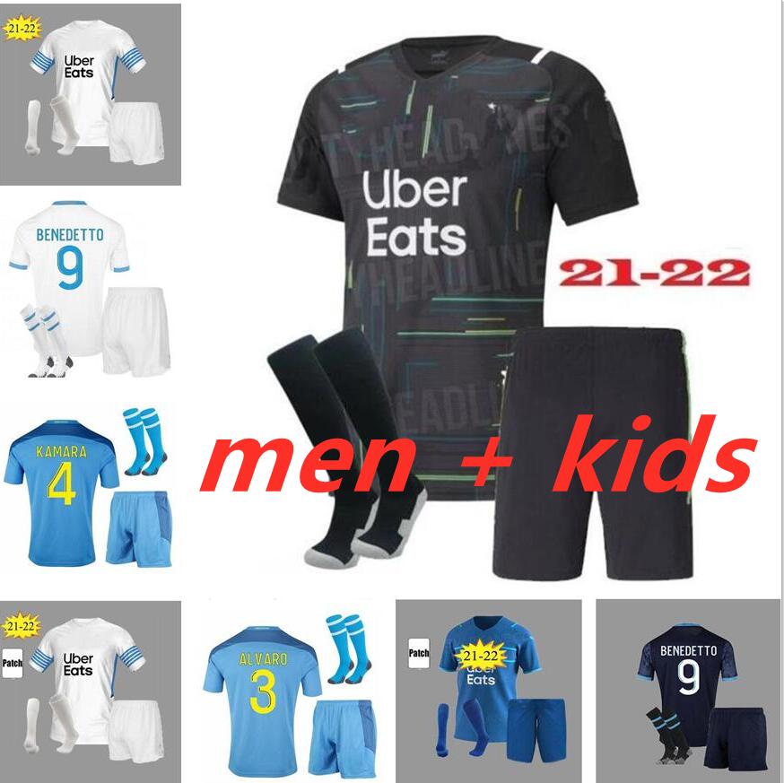 

adult kids kit 21/22 Olympique De Marseille soccer jersey 2021 THAUVIN PAYET OM MILIK maillot Shirt BENEDETTO SANSON L.GUSTAVO KAMARA Football Uniform, Green
