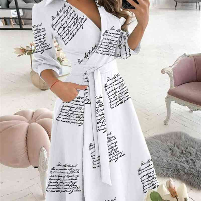 

Spring and summer fashion plus size ruched dress long-sleeved V-neck print bag hip dress women's clothing dress for women 210630