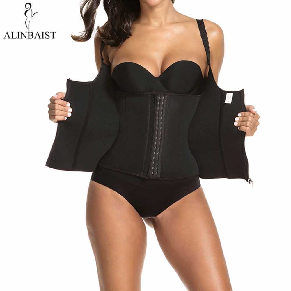

Women's Neoprene Sweat Sauna Vest Waist Trainers Body Shaper Best Shapewear Weight Loss with Zipper and Hooks in Black