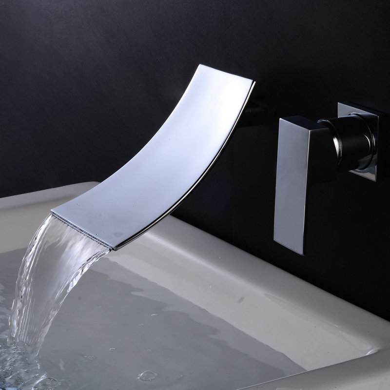 

2021 New Chrome Bathroom Sink Faucet In-wall Basin Spout Mixer Set Combination Blanoir Solid Brass Waterfall Tap X1j8