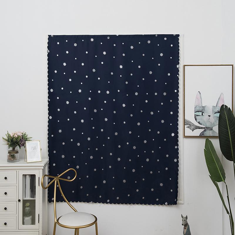 

1PC 130X80cm Modern Semi-blackout Designed Snowflake Window Curtain Solid Color Simple Fashion Punch-free Curtain
