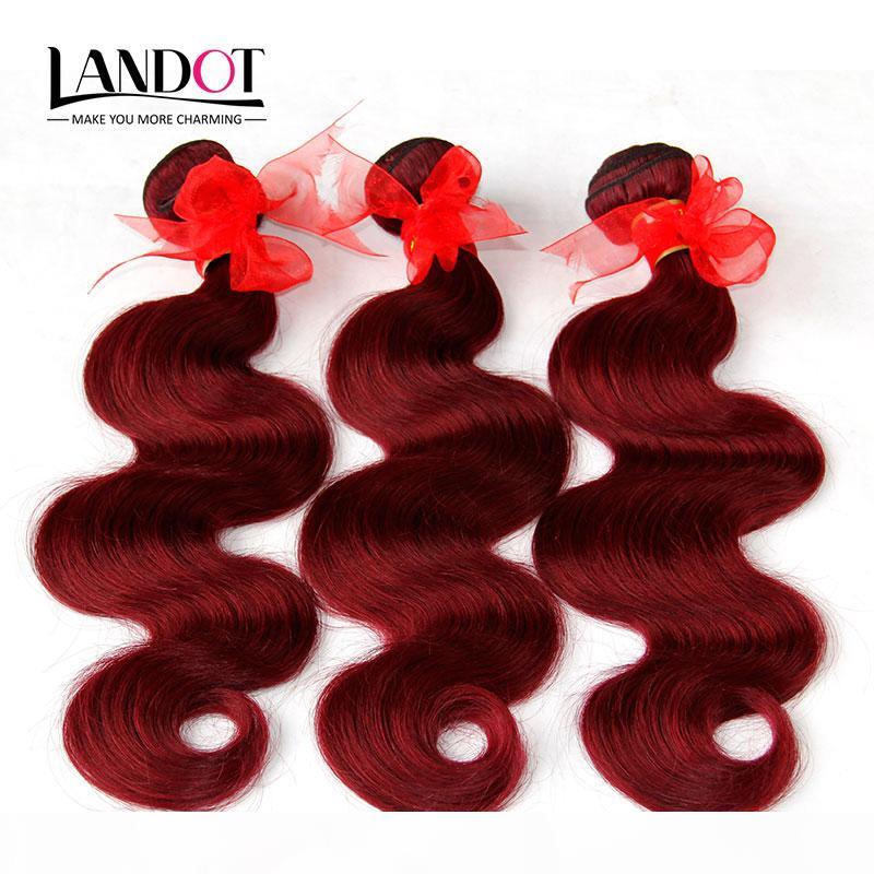 

Burgundy Brazilian Virgin Hair Weave Bundles Brazilian Body Wave Wavy Hair 3Pcs Lot Wine Red 99J Cheap Human Hair Extensions Tangle Free, Black