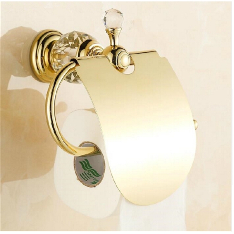 2021 New High Quality Gold Toilet Paper Holder with Diamond,paper Roll Holder,tissue Holder,solid Brass -bathroom Accessories Products 5q5u-image-654688968