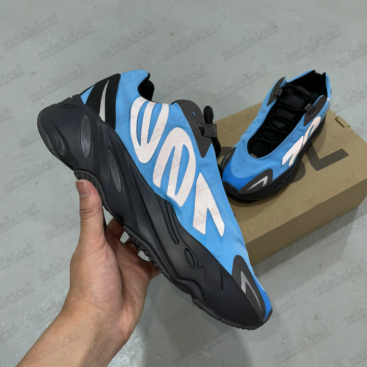 

700 MNVN Bright Cyan Mesh Kanye Shoes Mens Designer Reflective Sneakers Phosphor Orange Bone Trainer Runner Sports Shoe For Women, Black