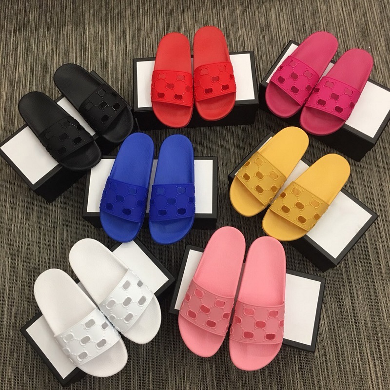 Men Rubber Slide sandals Designer Slides High Quality Causal Non-Slip Slides Summer Huaraches Flip Flops Slippers with BOX Size 5-11