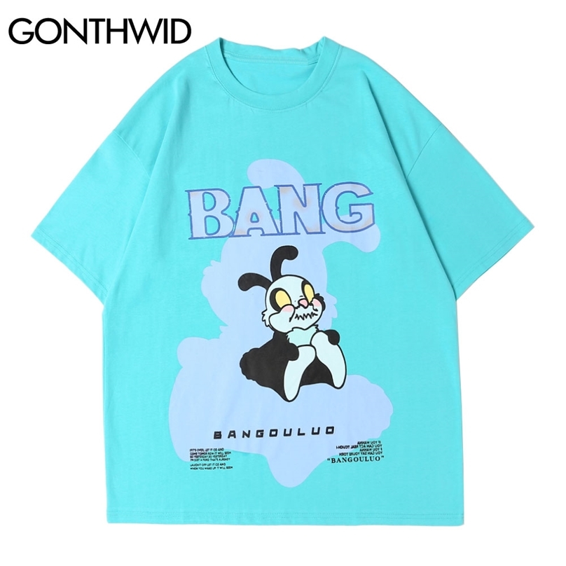 

Tees Tops Streetwear Harajuku Cartoon Bee Print Cotton Tshirts Casual Hip Hop Fashion Smmer Men Short Sleeve T-Shirts 210602, Black