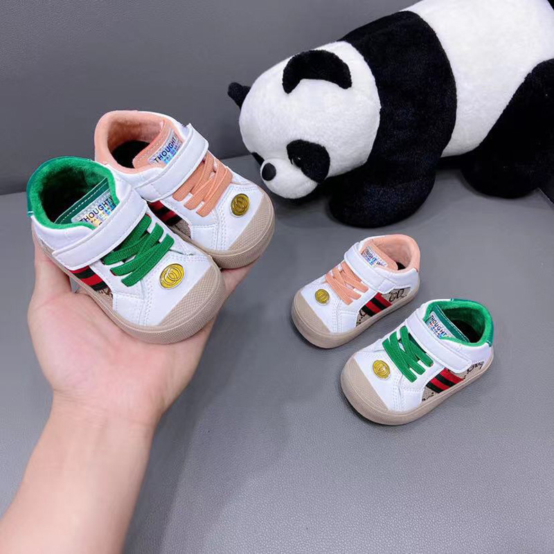 With Box Top Quality Baby First Walkers Kid Spring Autumn Casual Shoes Italy Slip Boys Girls Green+ Orange Eur Size 16-20 Little Baby Study Walk Sneaker 6 Months To 2 Years