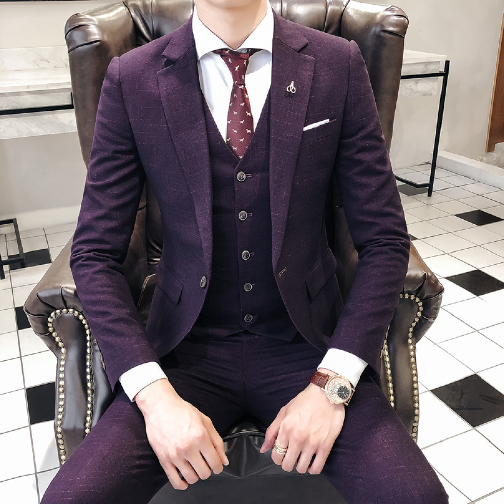 

Spring Irregular Striped for Men Fashion Single Row One Button Suit Piece Set Groom Costume Homme Marriage Sets P1l7, Black