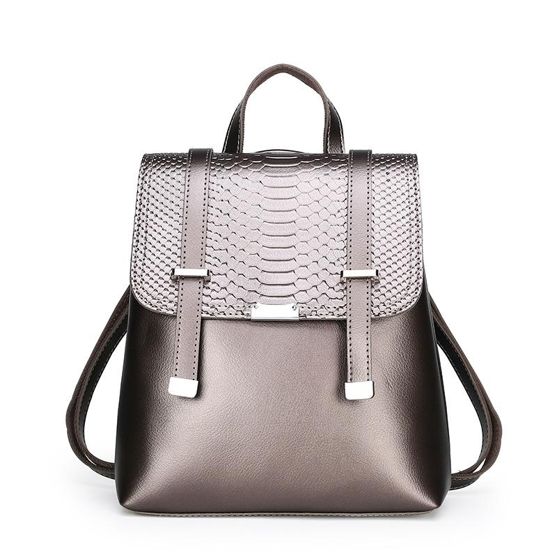 

Women Backpack High Quality PU Leather Backpack Women 2021 New Fashion Female School Bags, Champagne