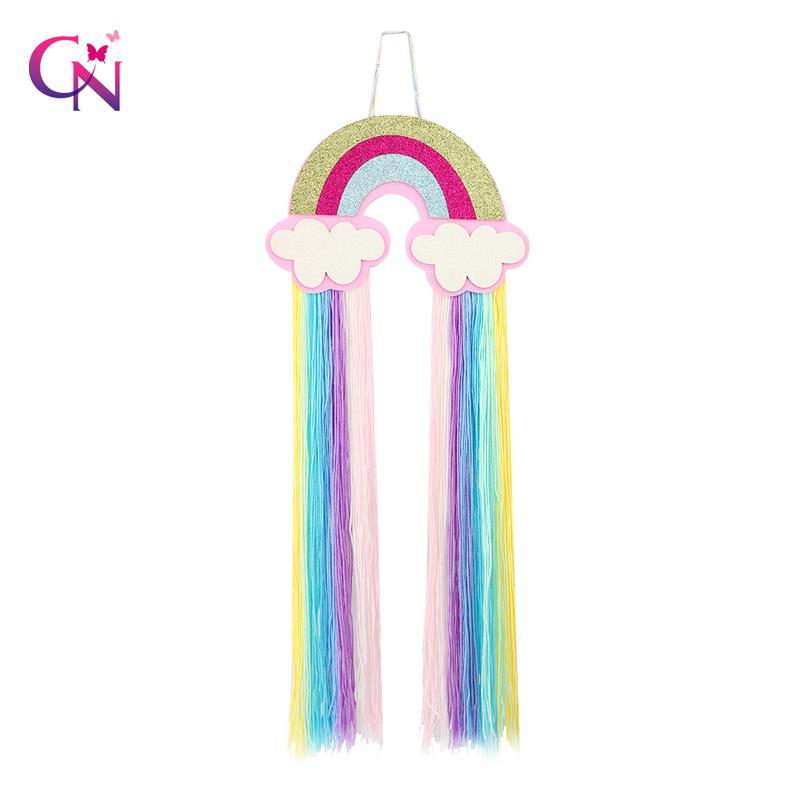 

CN Rainbow Hair Bows Storage Belt for Girls Hair Clips Barrette Hairband Hanging Organizer Strip Holder for Accessories, As the picture