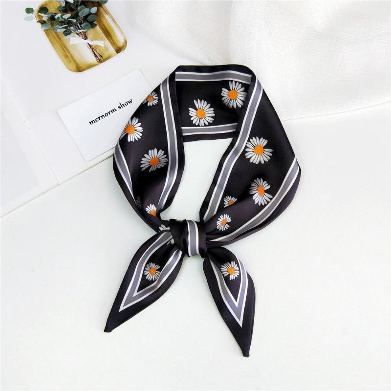 

Scarves Design Small Scarf Honeybee Bowknot Floral Print Women Silk Head Handle Bag Ribbons Long & Wraps, Blue;gray