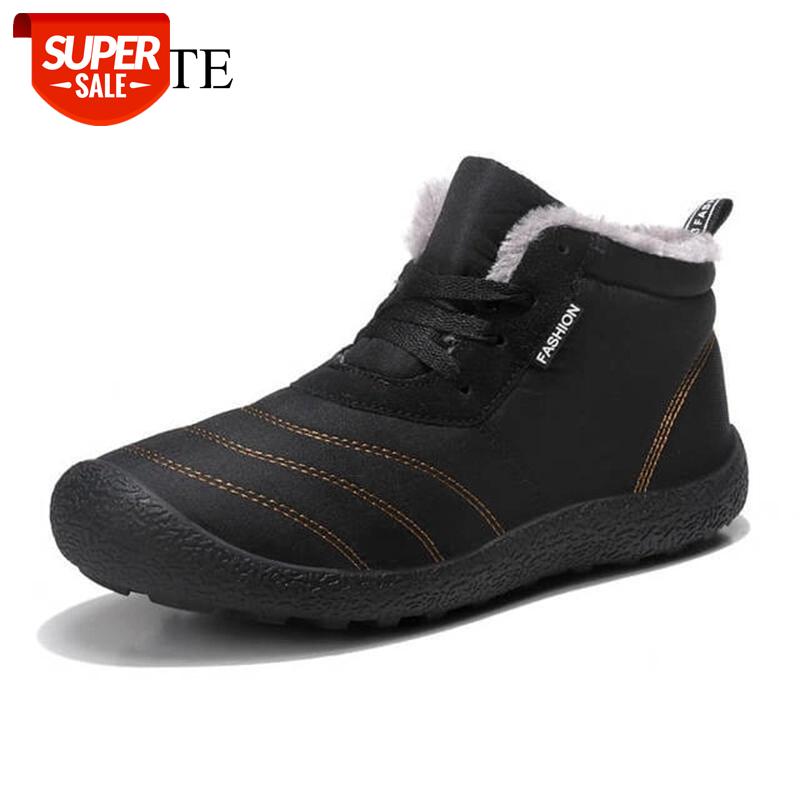 

Waterproof Men's Boots Cotton Shoes Big Size 40-48 Mens Snow Boots Middle-aged Anti-skid Plus Velvet Dad Shoes Warm Men's #kq46