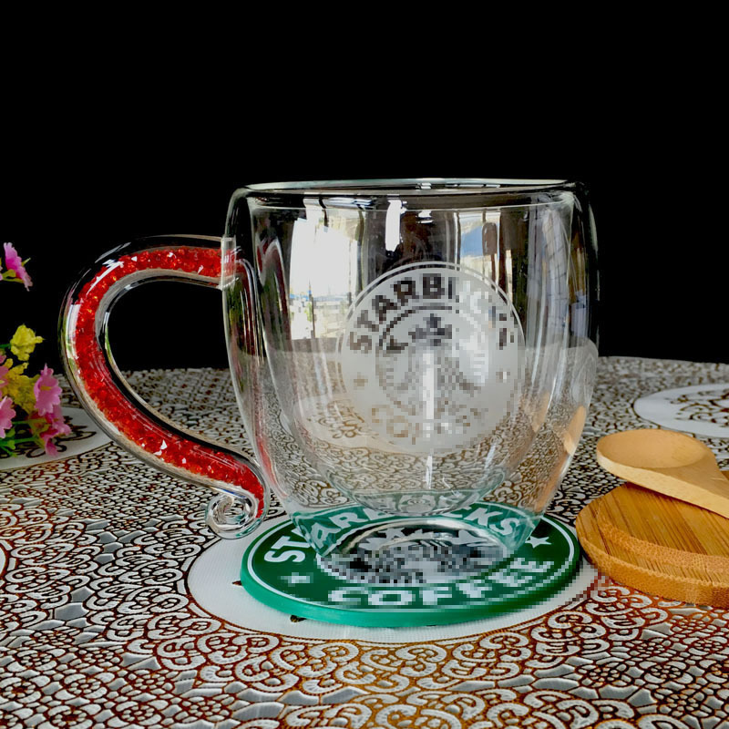 

250ML Starbucks Cup Double Layer Water Bottle Cup Coffee Juice Mug with Spoon and Lids Best Gift Product