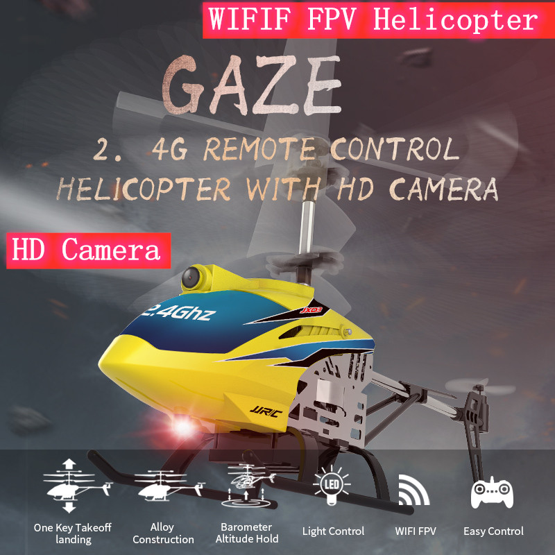 

2.4G 4CH Altitude Hold Hover One key Take off RC Helicopter RTF Model Toy Wifi FPV RC Helicopter With HD Camera Gesture Photo To, Yellow 1battery