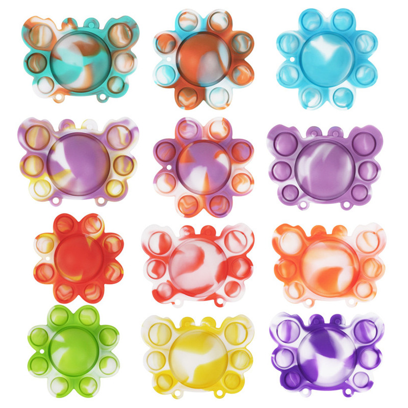 

Push Bubble Fidget Toys Party Favor Press Sensory Overturned Doll Tie-dyed Silicone Crab Pioneer Pop Bubbles Board Game Stress Relief Decompression Toy