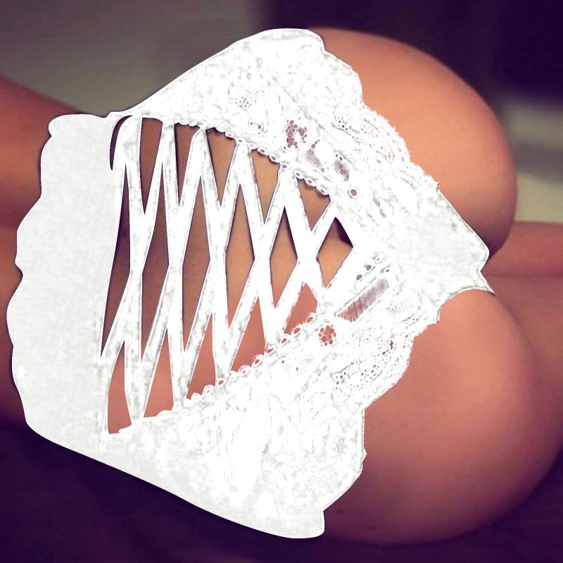

Women's Panties Sexy Lace Hollow Out Thong Bandage Lingerie Bare Imitation Underpants Low Waist Transparent, Wh
