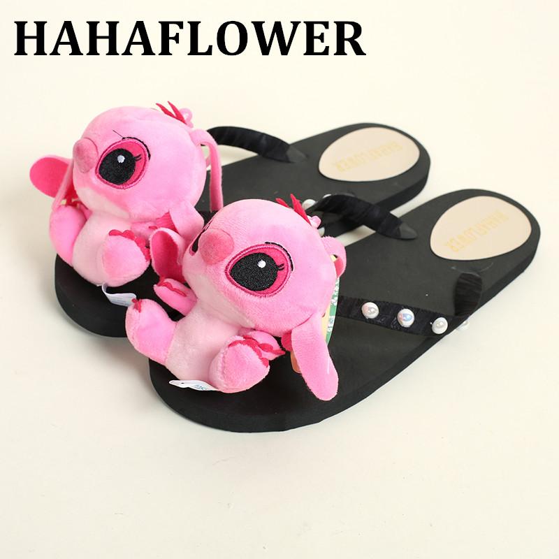 

Slippers HAHAFLOWER 2021 Summer Pattern Open Toe Flat Bottom Stitch Slipper Women Fashion Cool Shoes, Black