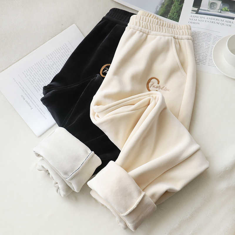 

Cherry Blossom Trousers Women's Autumn/Winter Plus Pants Thick Fleecet Casual Harlan 210607, Grey