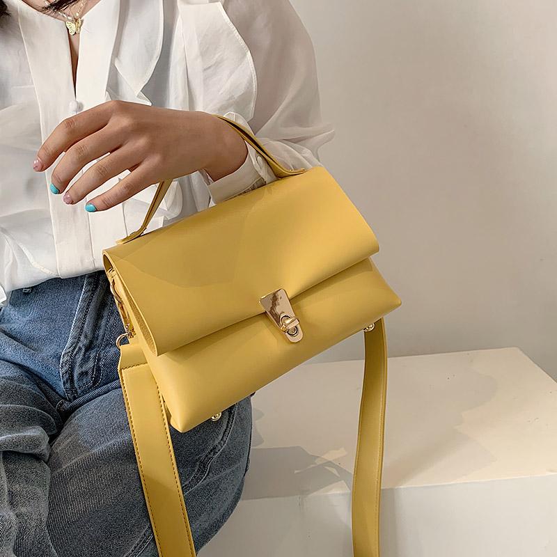 

Handbags For Women 2021 New Soft Leather Bag Luxury Design Flap Messenger Shoulder Bag Women Totes Top Brand Hand Purse, Yellow shoulder bag