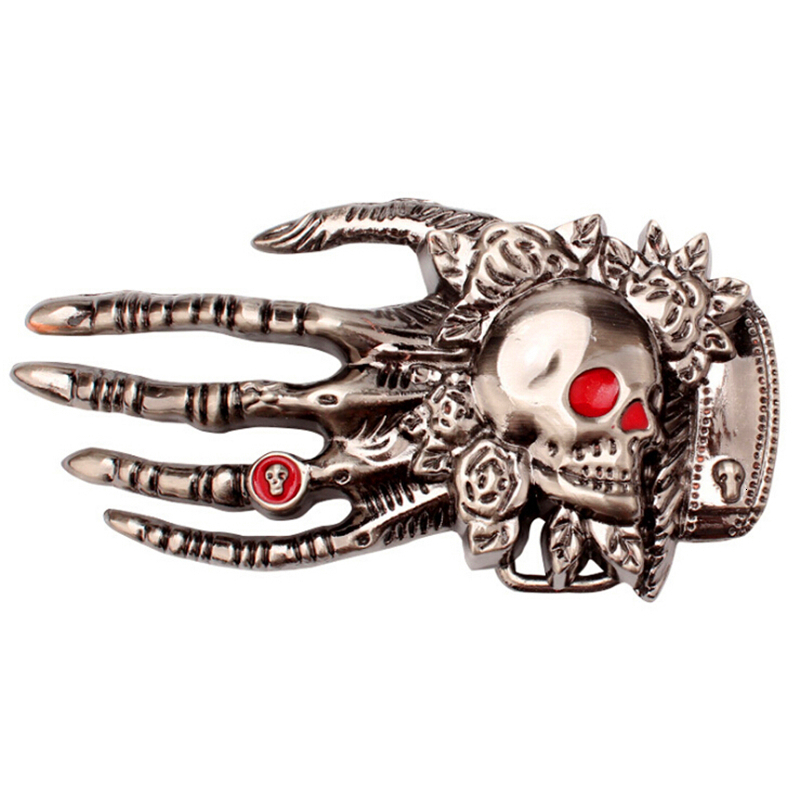 

2021 New Fashion Buckel Metal Head Hip Hop Decorative Belt Style Skull Hand Buckle G3gc, Black
