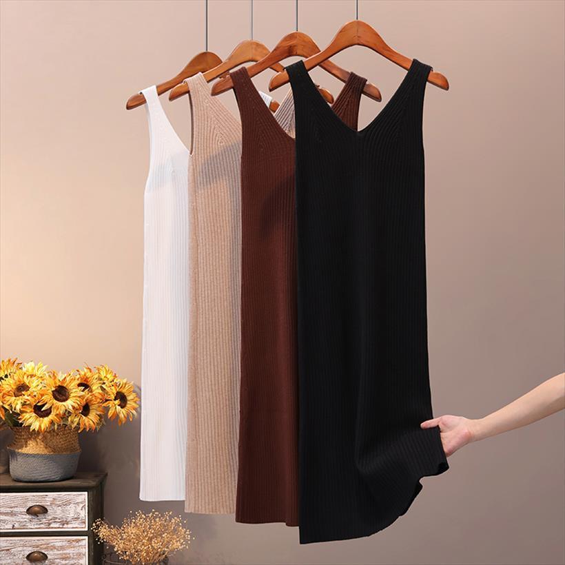 

spaghetti strap v neck sweater womens dresses long knit maxi halter elasticity jumper pullover, Black;gray